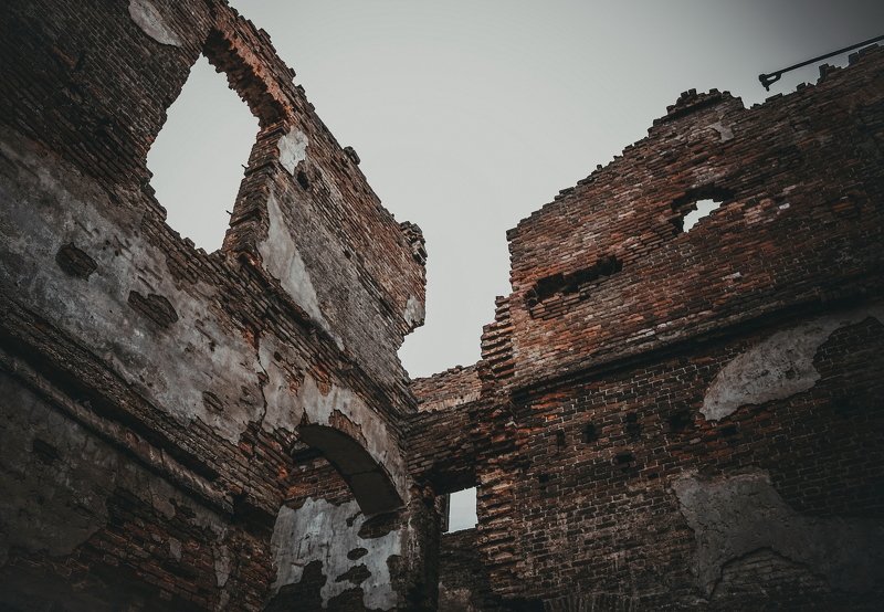 апокалипсис, кирпич, мрак, разруха, разрушение, стена разрушение фото превью