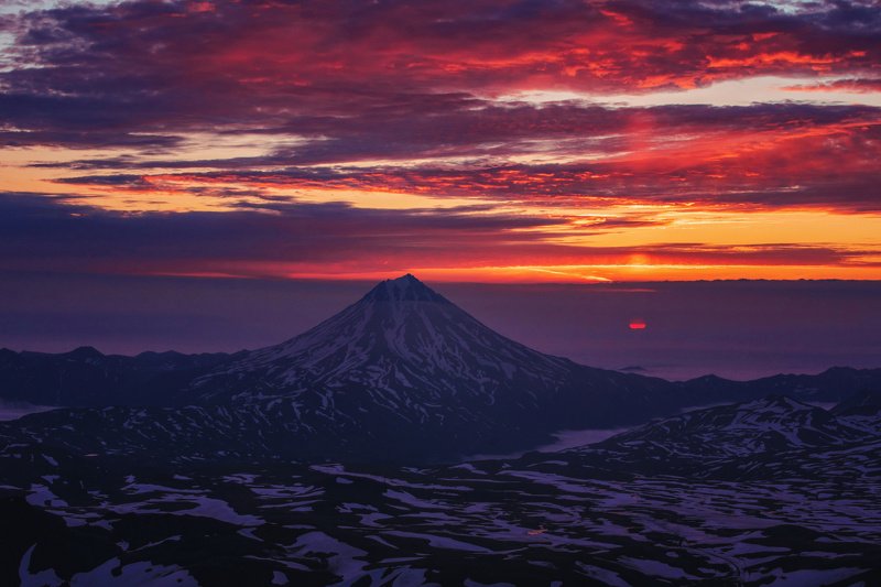 камчатка,вилючинский,рассвет,вулкан,kamchatka,vulkan багровые реки неба фото превью