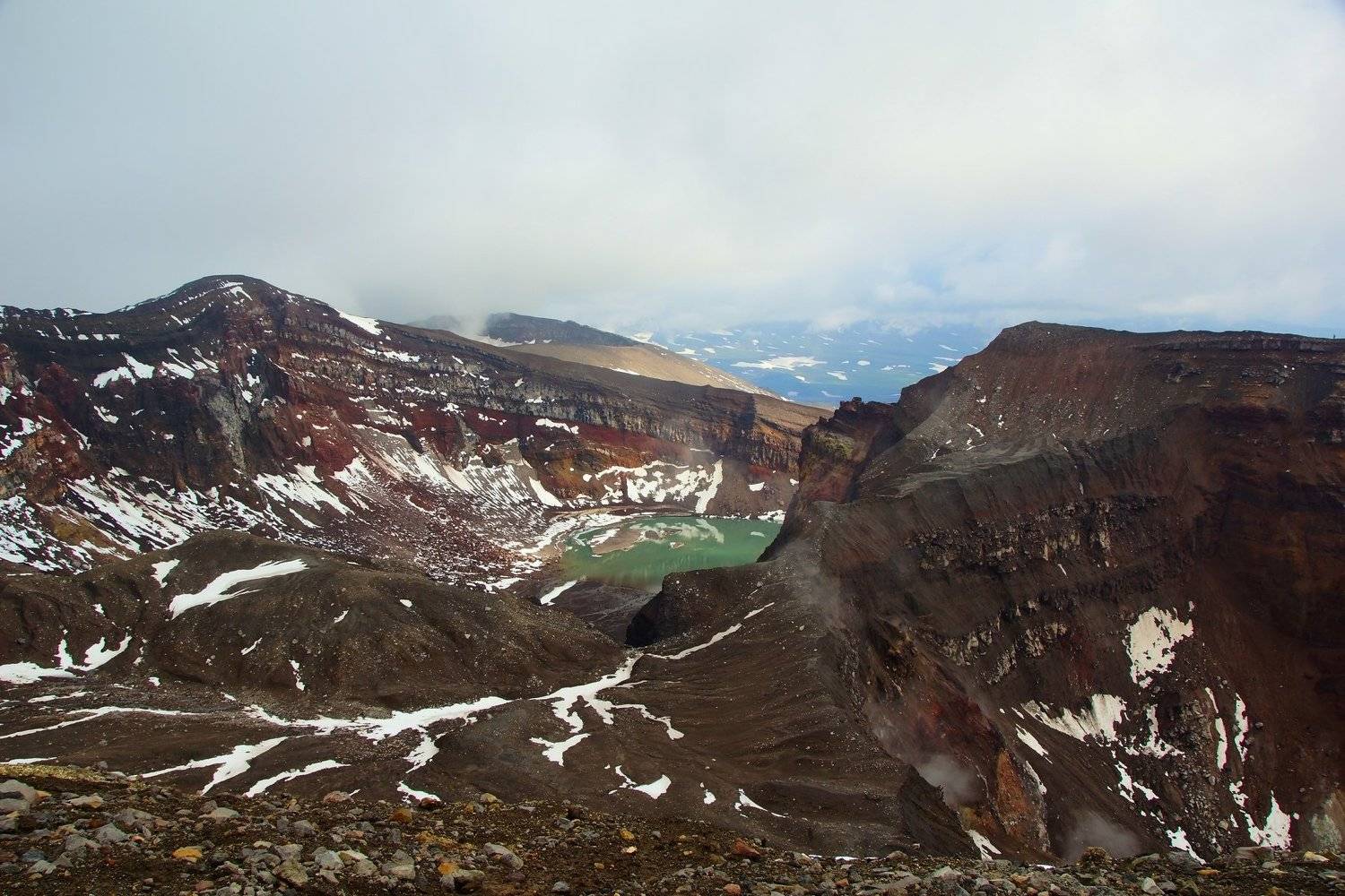 mountain, volcano, nature, landscape, view, crater, caldera, lake, haze, season, weather, relief, Сергей Андреевич