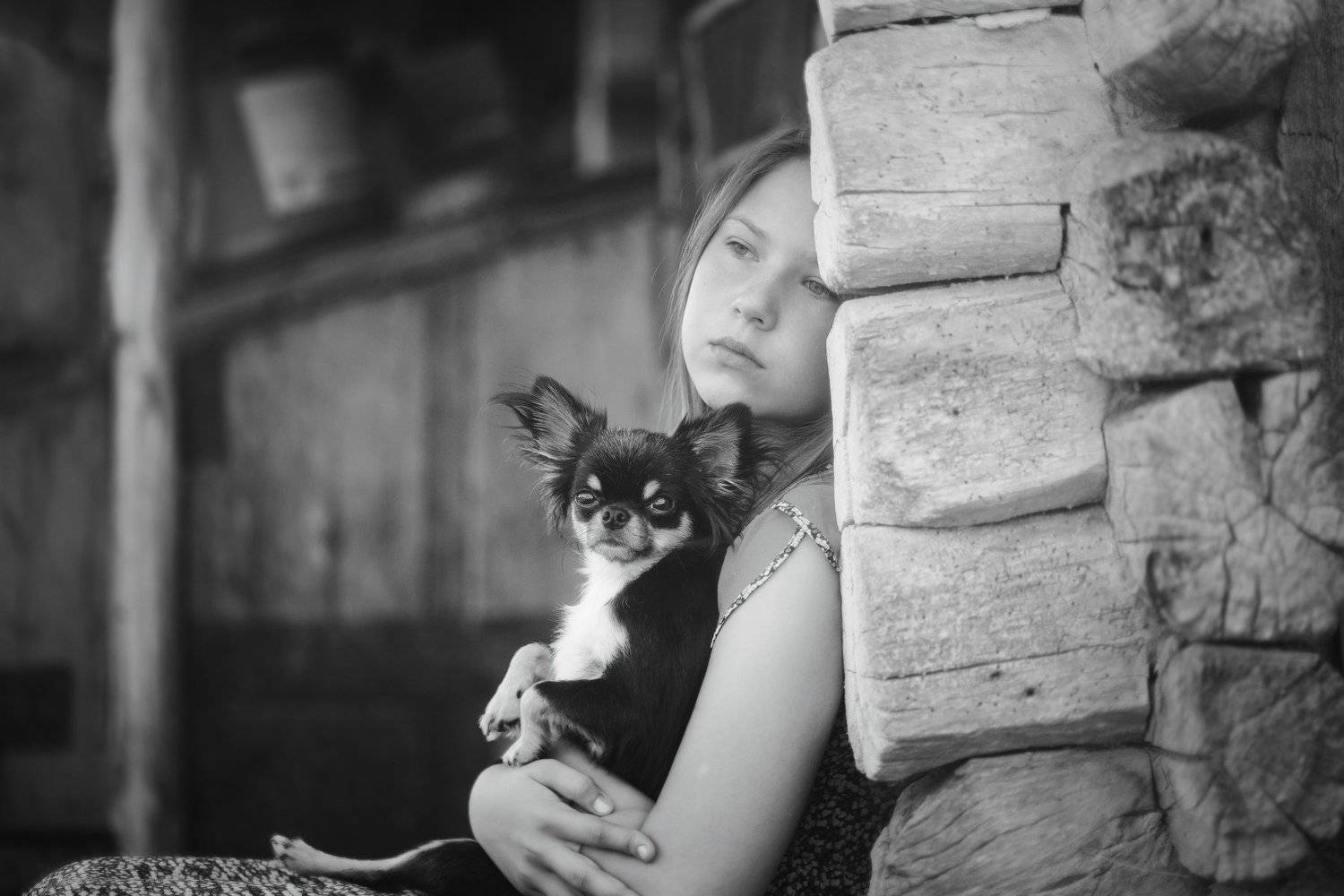 лето дети собака монохром жанр, Вера Шамраева