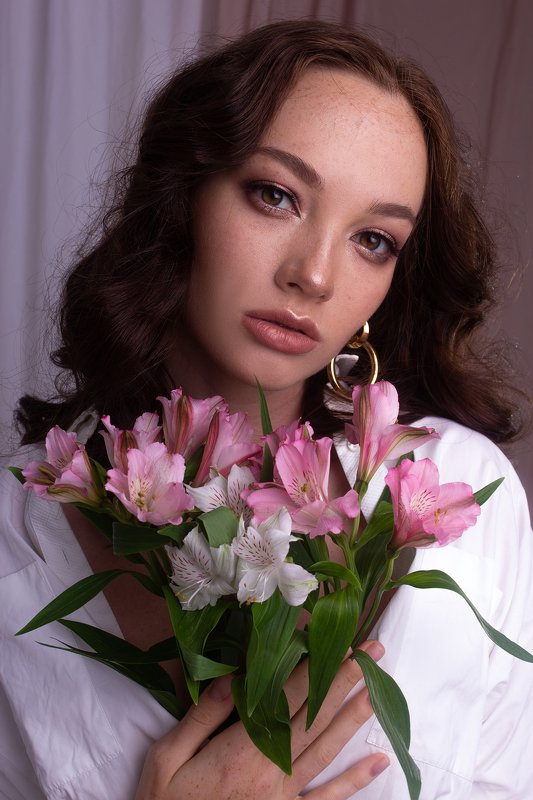 цветы, фотостудия, женский портрет Диана фото превью