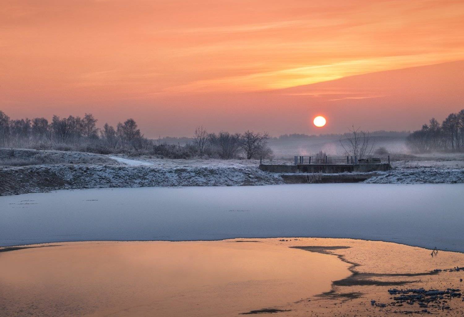 рассвет, небо, снег,, Сергей Шабуневич
