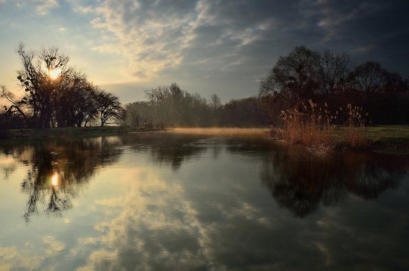рассвет., река. Апрельские разливы фото превью