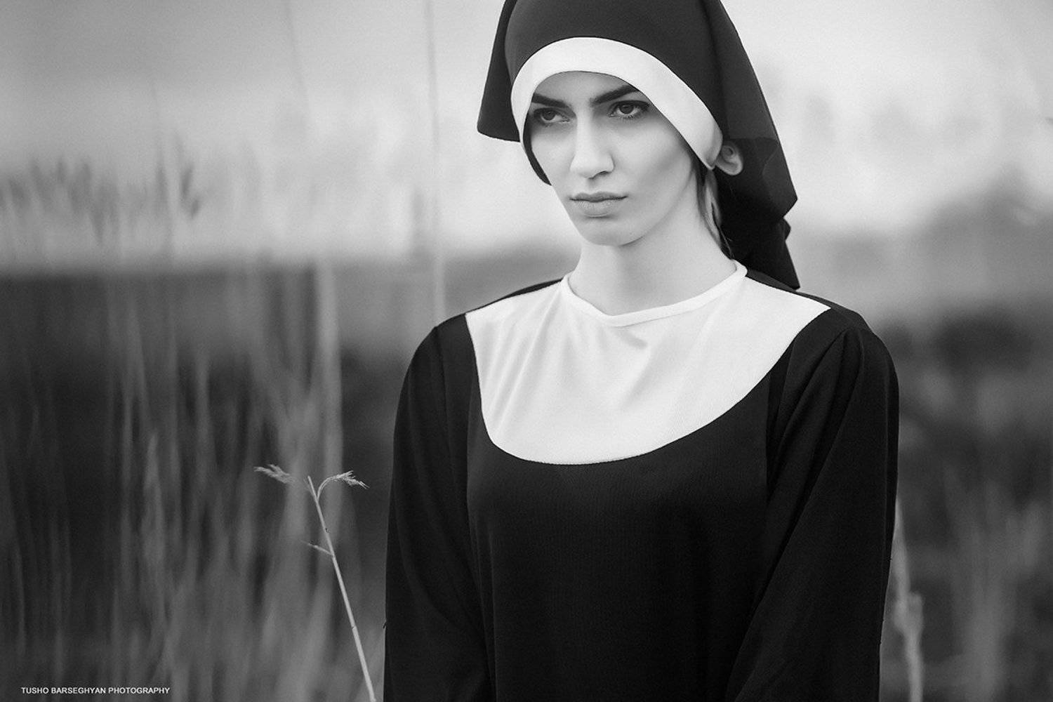 girls, portrait, nun, tusho, b/w, models, Tusho