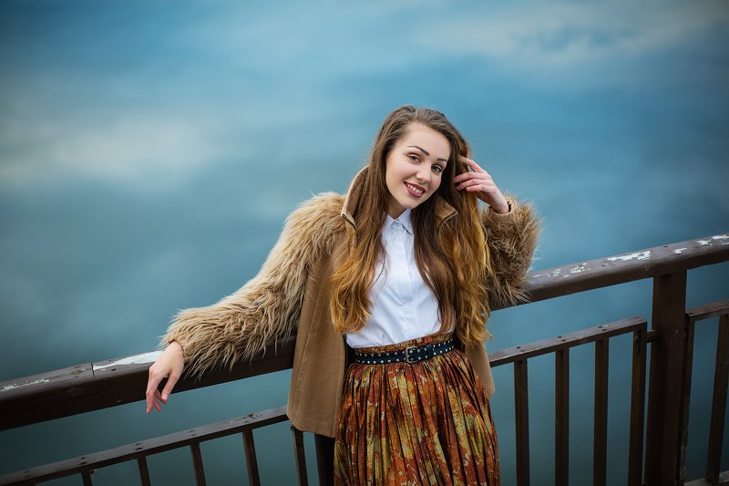 красота, портрет, девушка, осень, вода *** фото превью