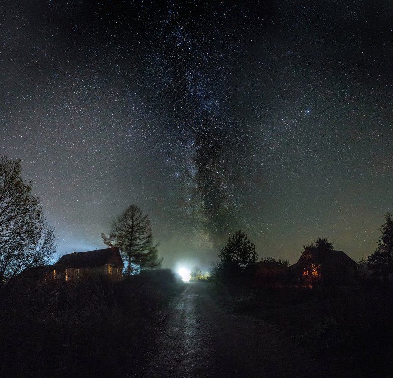 звезды, ночь, млечный путь, деревня, косомос Звездная ночь фото превью