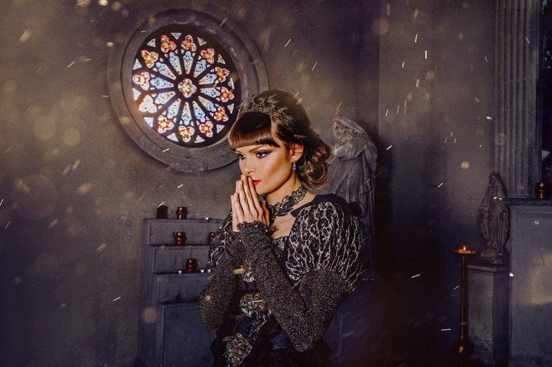 женский портрет, портрет, девушка, черно-белое, абстракция, girl, portrait Молитва фото превью