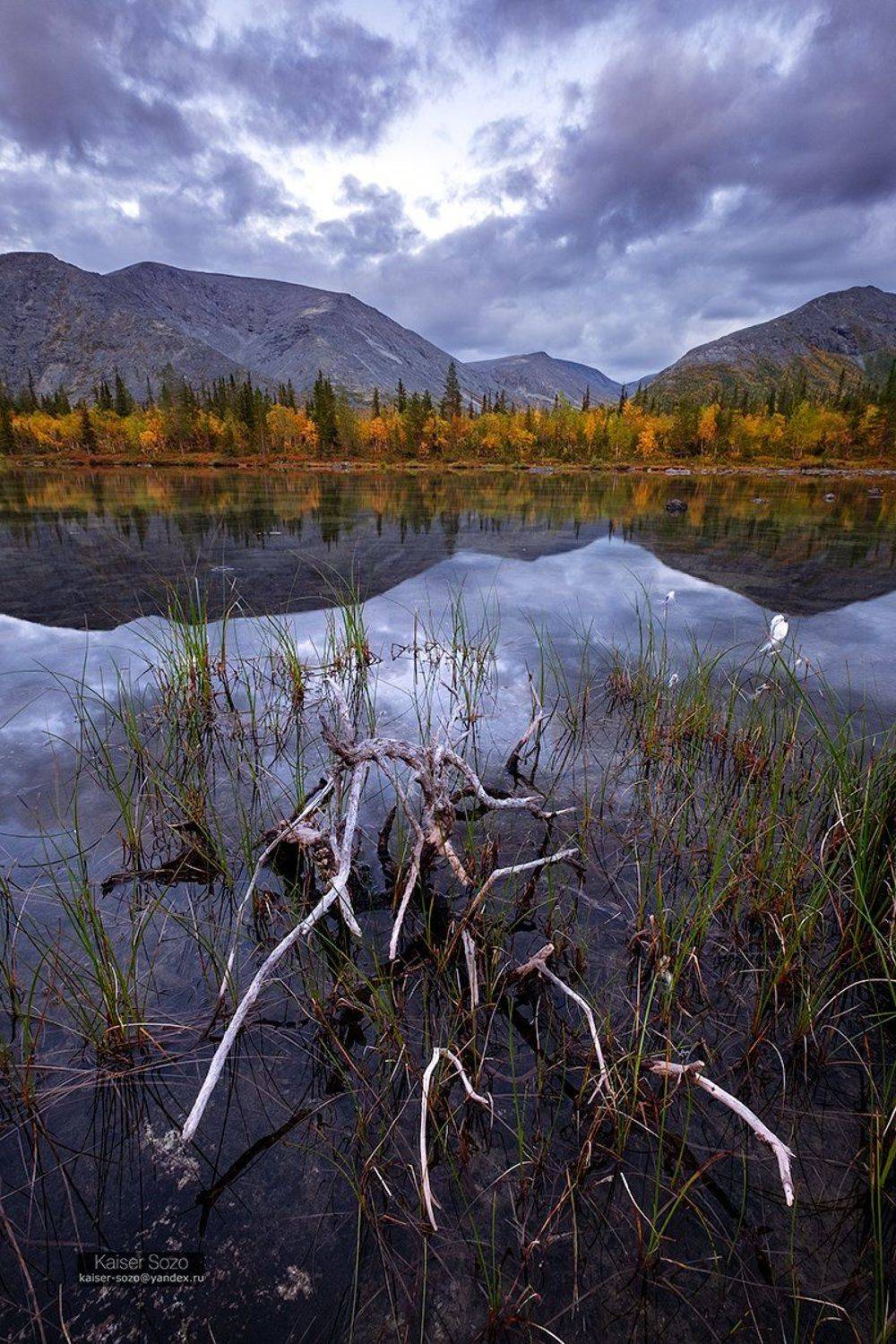 хибины, полярный круг, плавник, отражение, озеро, горы, золотая осень, Kaiser Sozo