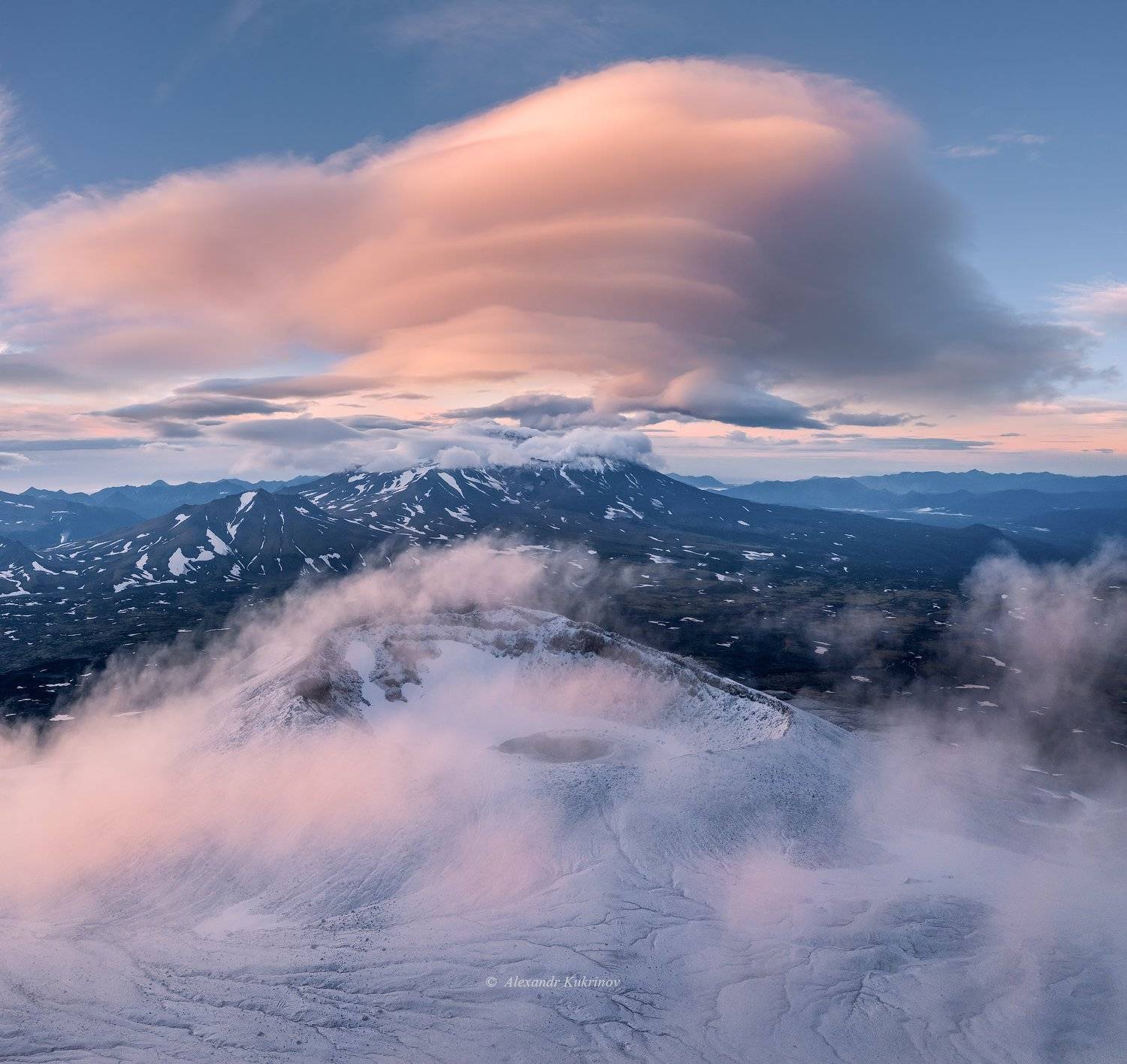 камчатка,вулканы,горелый,аэрофотосъёмка,рассвет,утро, Александр Кукринов