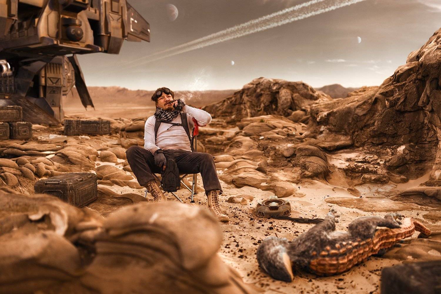 арт, фантастика, коллаж, другаяпланета, корабль, охотник, собака, инопланетный, парышков, Парышков Сергей