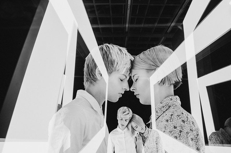 сон, пара, портрет, чб, отражения, геометрия, графика, свет сон фото превью