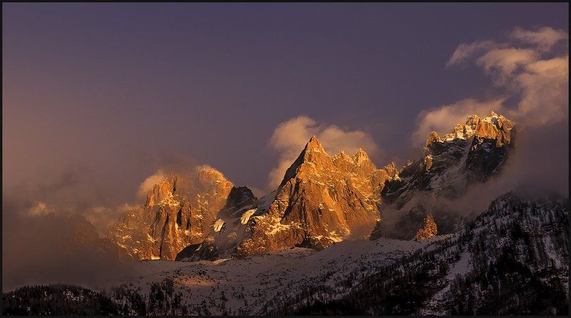 горы, франция, закат Chamonix sunrise фото превью