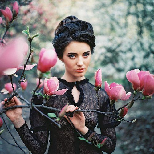 Portrait with magnolias