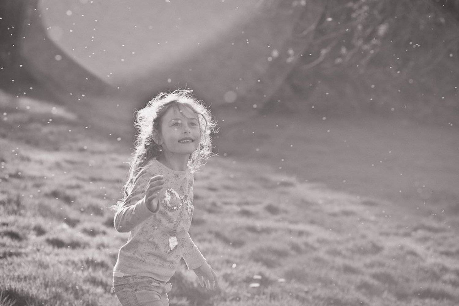 Black and white, Child, Portrait, Sunset, Simona Reinyte
