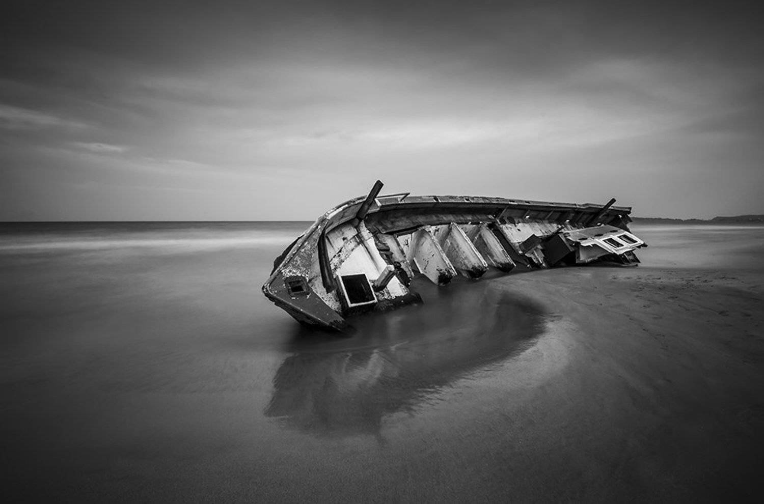 old, boat, sri, lanka, long, exposure, black, white, Дмитрий Тимошин