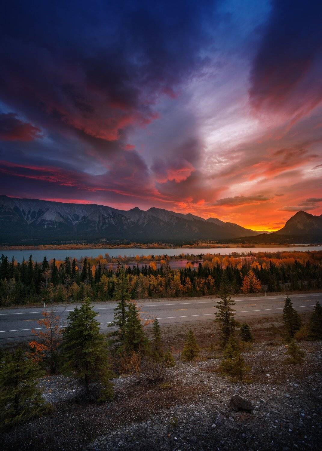 abraham, lake, rockies, sunrise, Evgeny Chertov