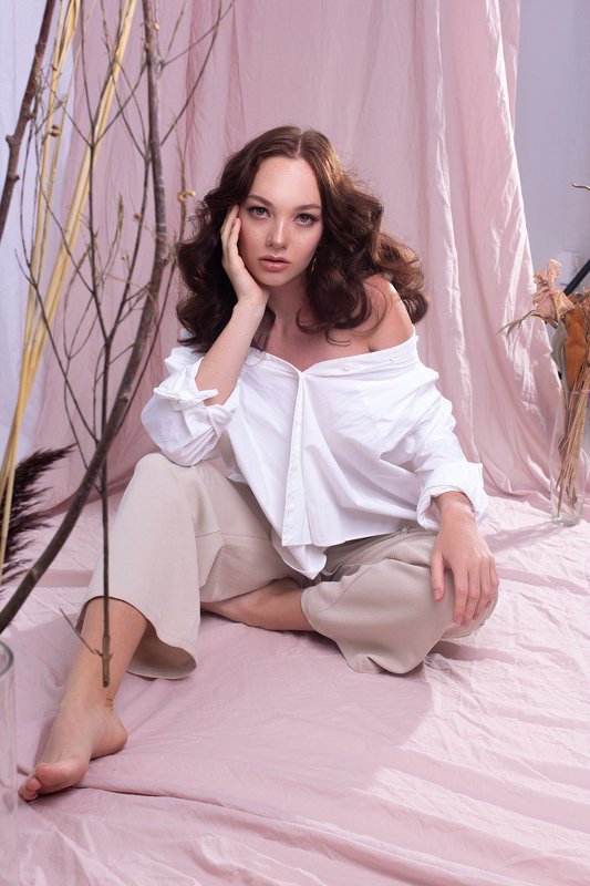 цветы, фотостудия, женский портрет Диана фото превью