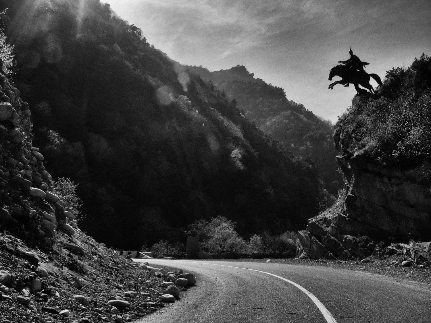 road, epic, black and white, following, monochrome, saint george, landscape, Elena Beregatnova