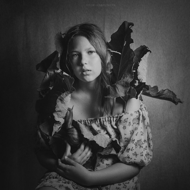 детский портрет, осень, постановка,монохром Репей фото превью