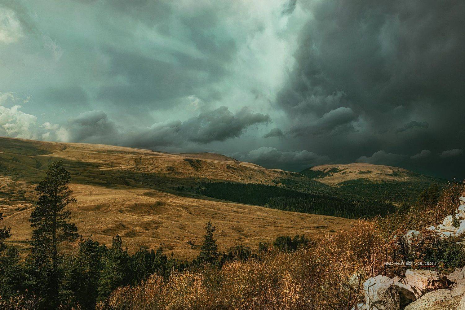 пейзаж плато лучи свет тучи плато лагонаки адыгея красиво, Андрей Володин