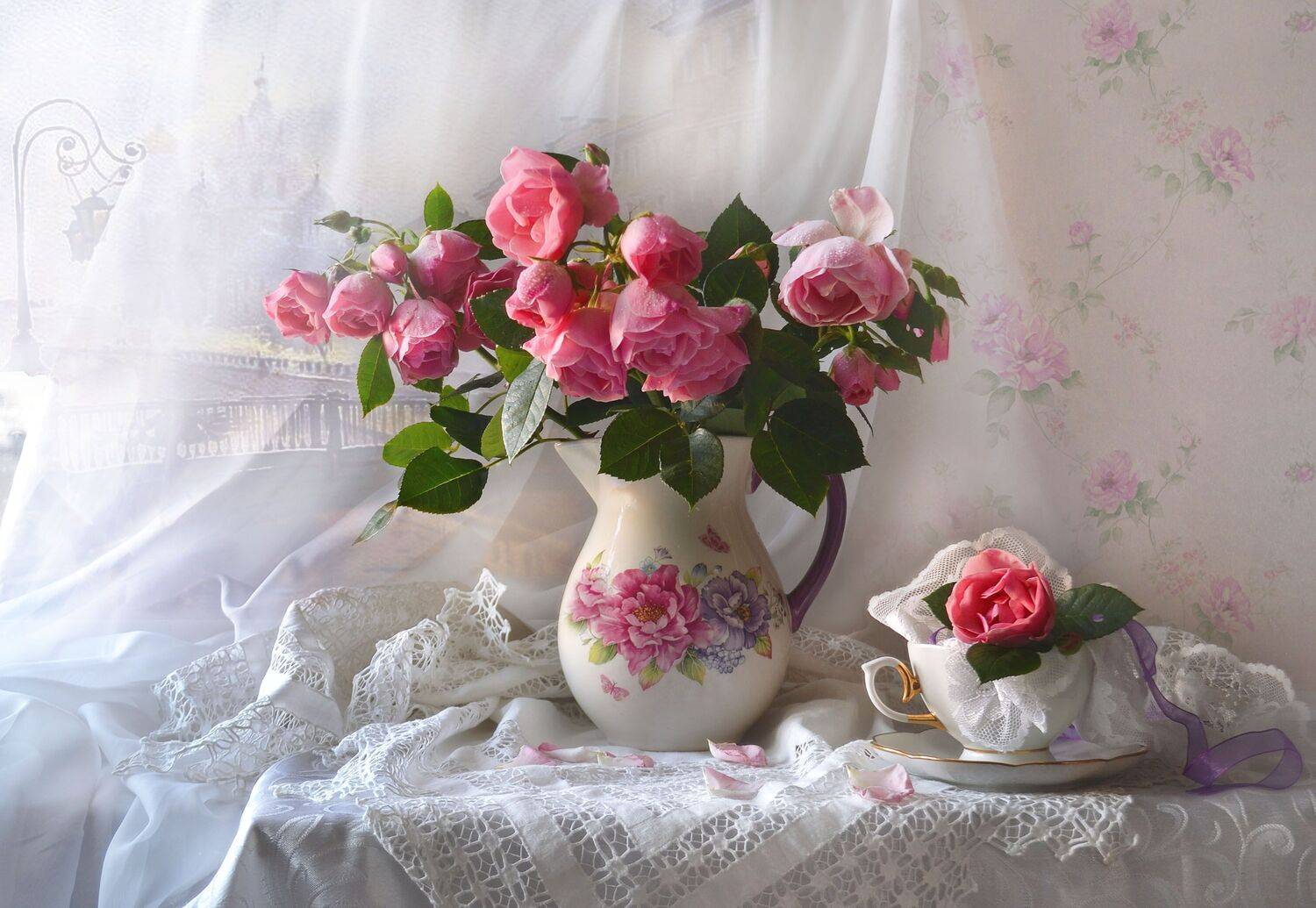 still life, натюрморт, фото натюрморт, осень, октябрь,цветы, розы, настроение, кружева, Колова Валентина