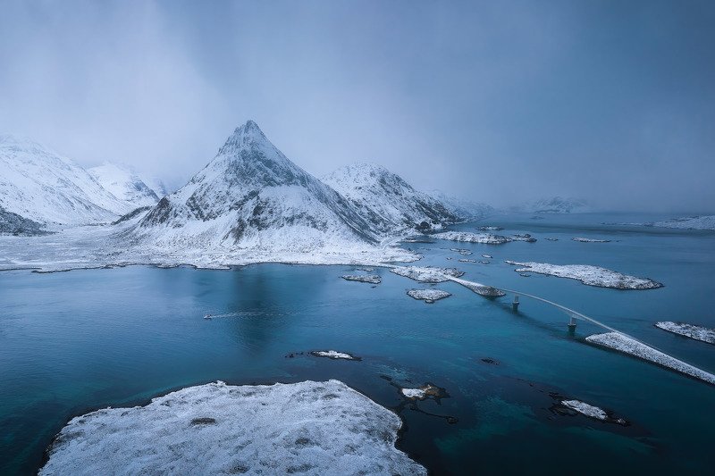 norway, lofoten, drone, above, mavic2, dji, mavic2pro, water, winter Синее безмолвие фото превью