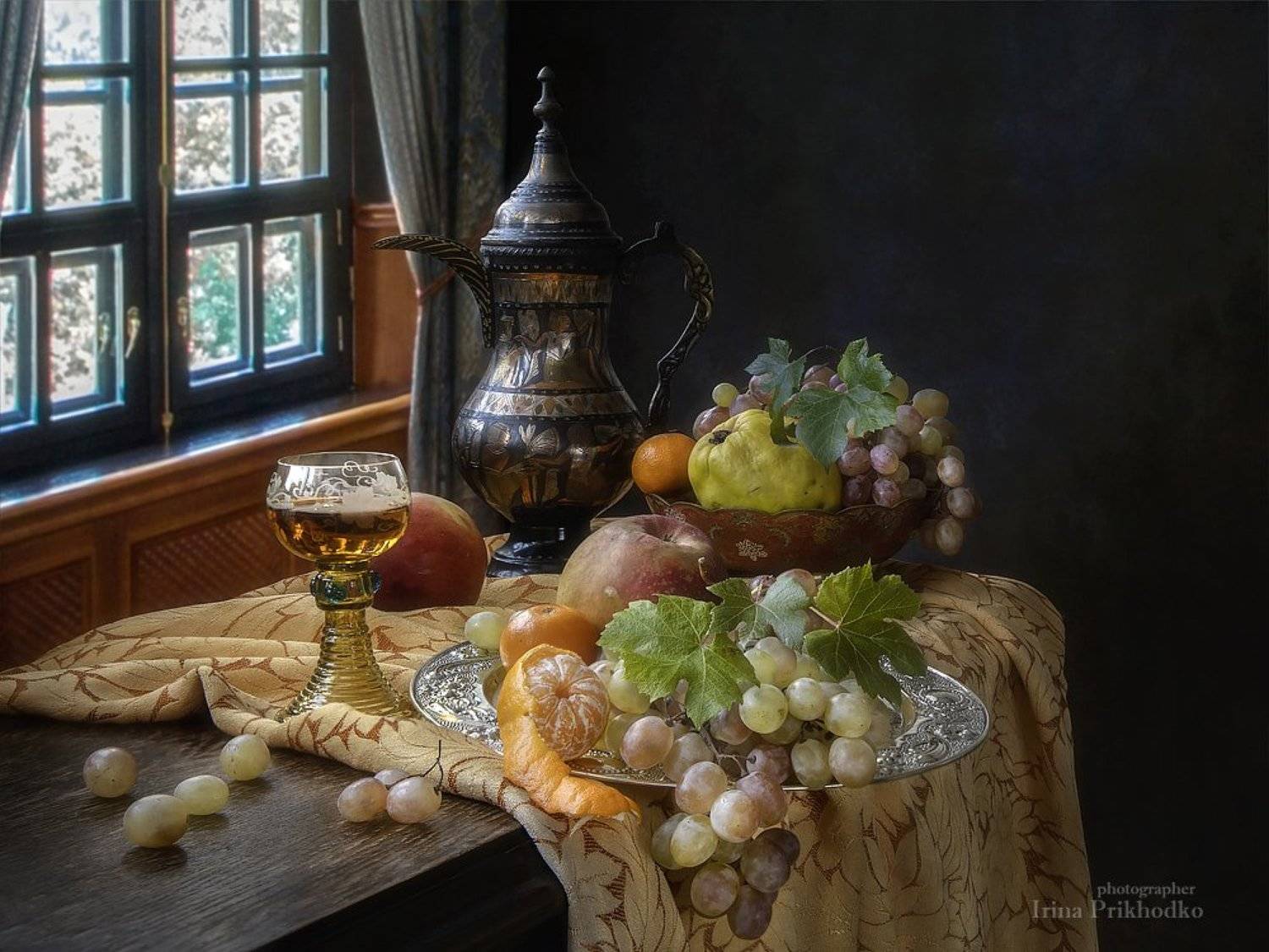 натюрморт, вино, старинный бокал, фрукты, интерьер, винтажный, Ирина Приходько