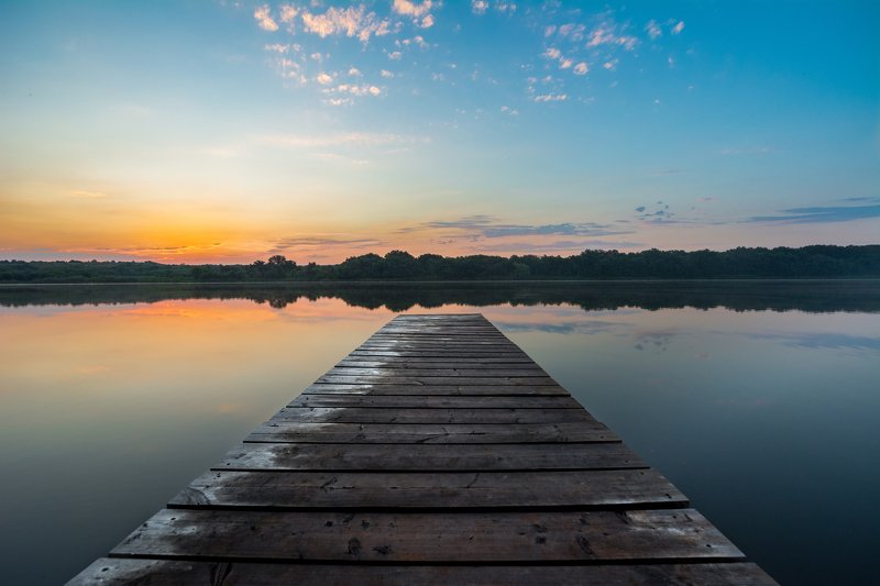 reflection, pier, river, morning, landscape, russia Отражение реальности фото превью
