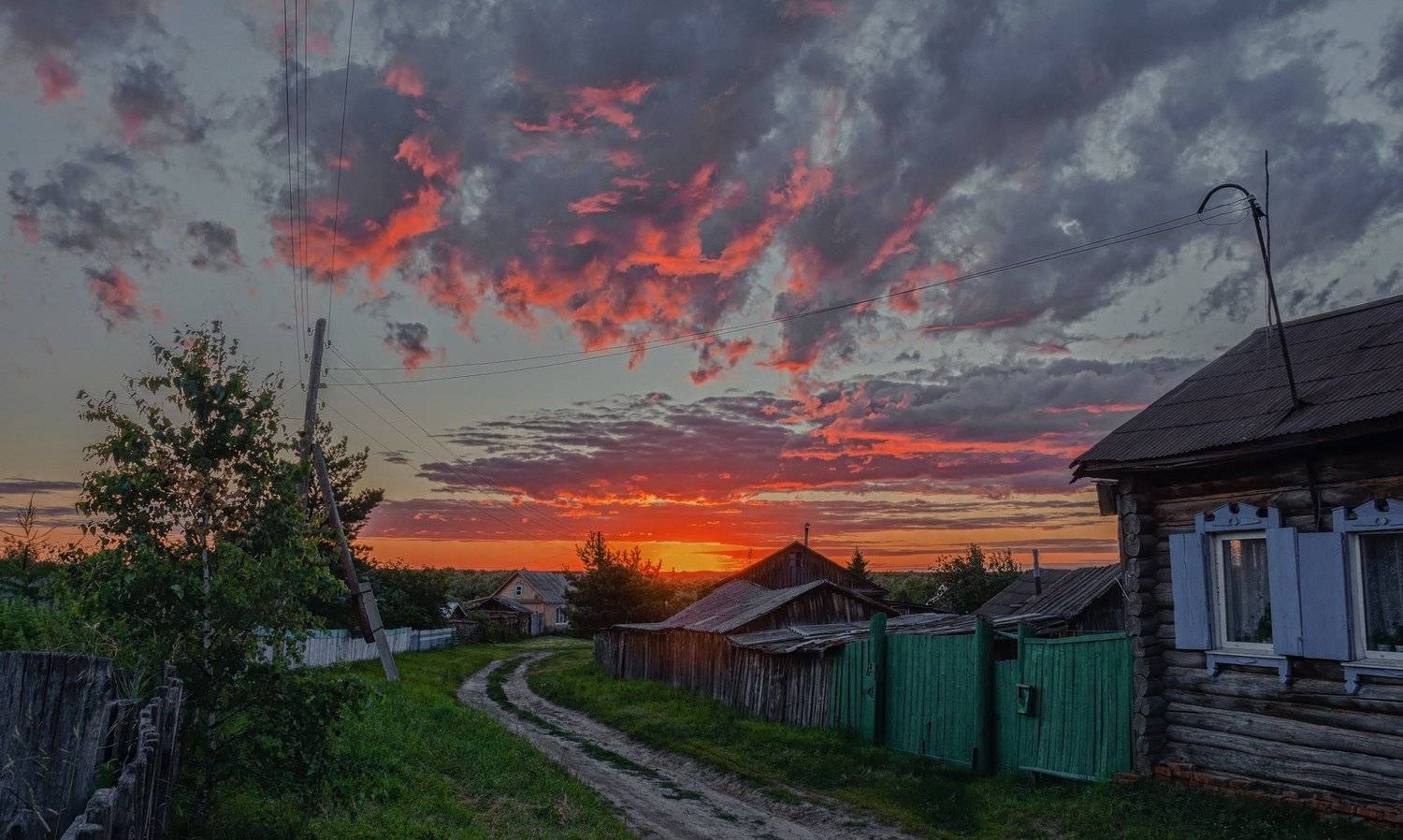 деревня, улица, закат,, Марина Мочалова