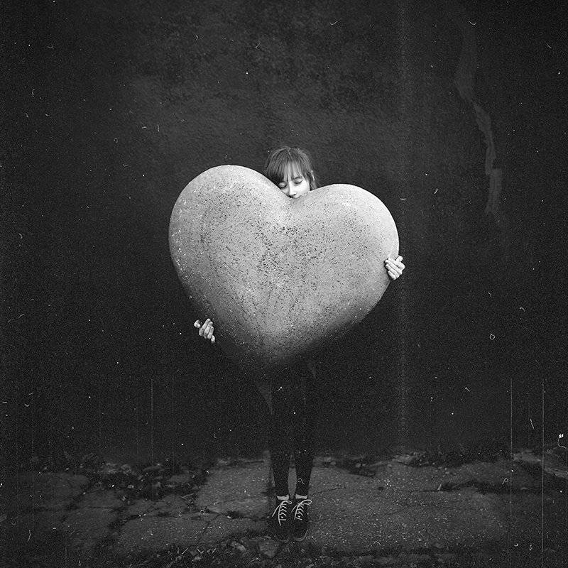 чб, седце, девушка, чувства,, Germanovich Vladimir