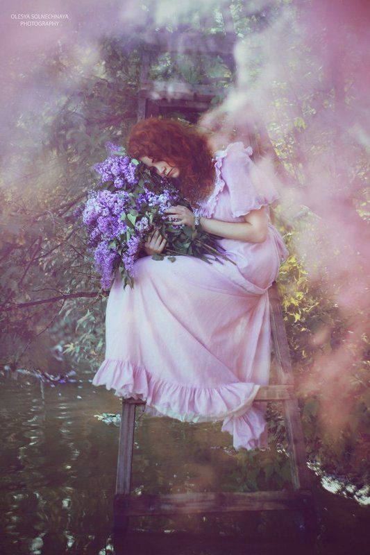 дым, сирень, фея, лестница, вода, пруд, розовый, сон время расцветать фото превью