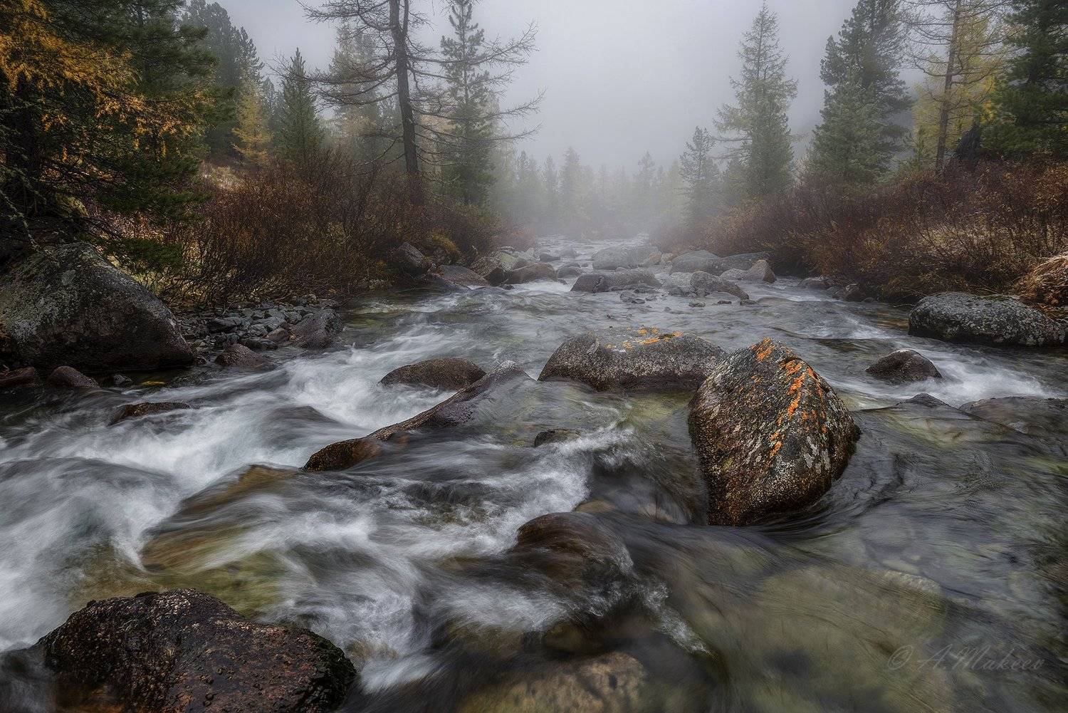 сибирь, хакасия, горная хакасия, река большой он, пейзаж, Александр Макеев