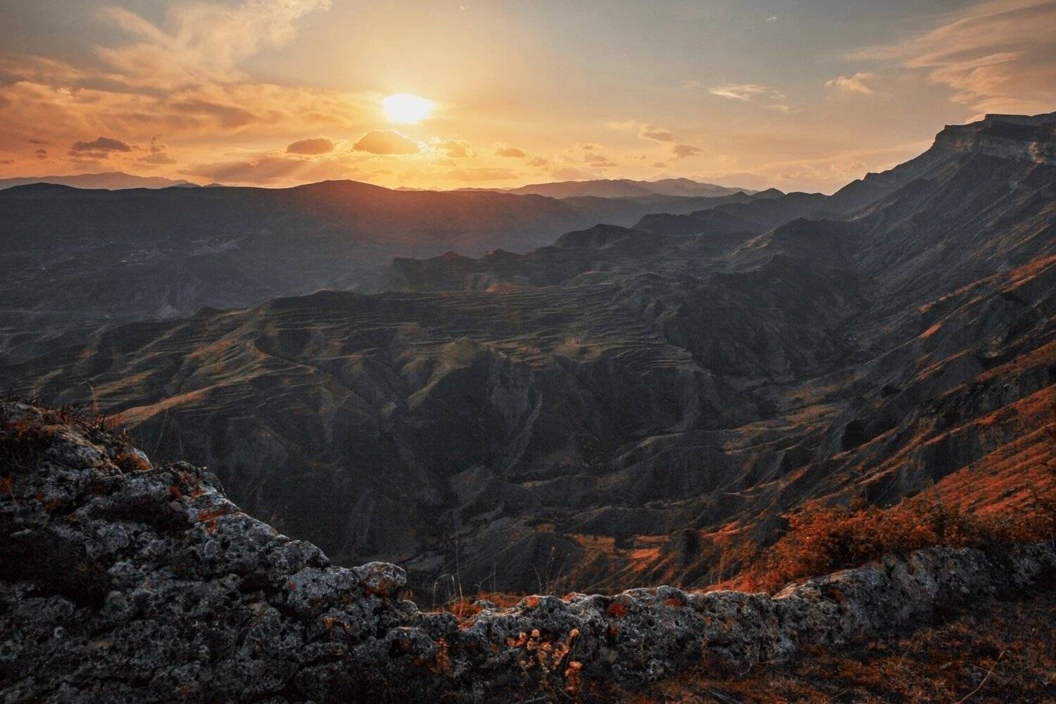 горы,вечер,закат,осень,гуниб,вершины,пейзаж,небо,деревья,дагестан,природа, Marat Magov