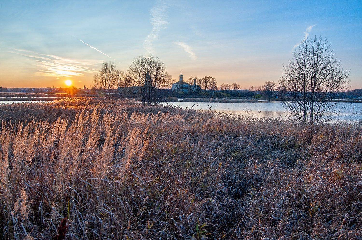 вечер, заказ, озеро, солнце, монастырь, ворсма, осень, вода, Andres Ganenkoff