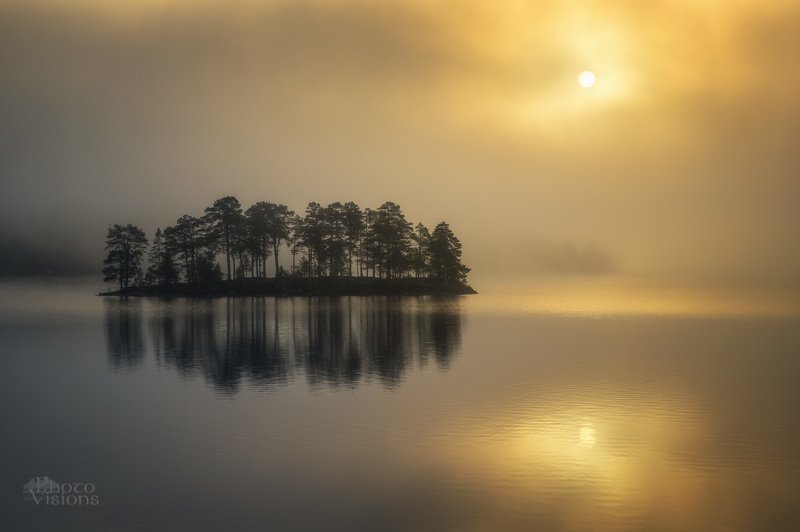 The mood of foggy autumn