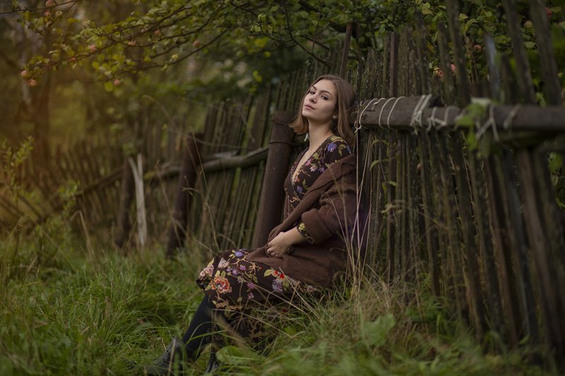 природа, девушка, деревня  фото превью