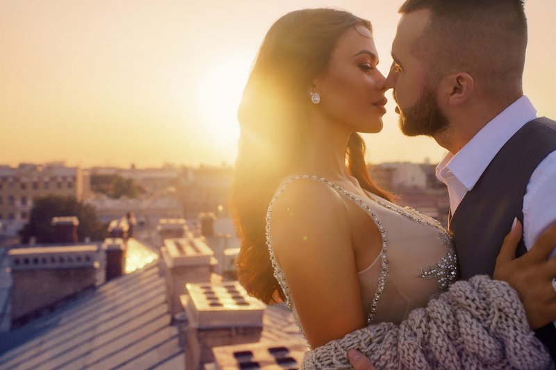 Свадебная фотосессия, фотосессия беременности, в Петербурге, закат на крыше pregnant, pregnant photoshoot, rooftop, baby shower  фото превью