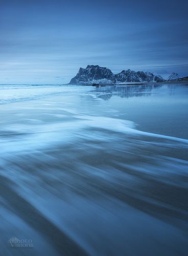 Uttakleiv, blue hour time, Lofoten