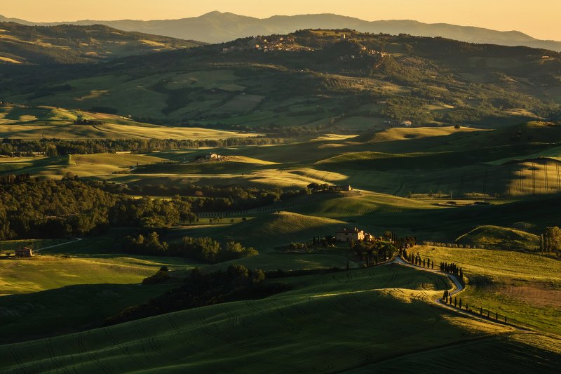 toscana, tuscany, italy, италия, тоскана, sunset, travel, val d\\\'orcia Закат над Валь д\'Орча, Тоскана (Italy, Tuscany) фото превью