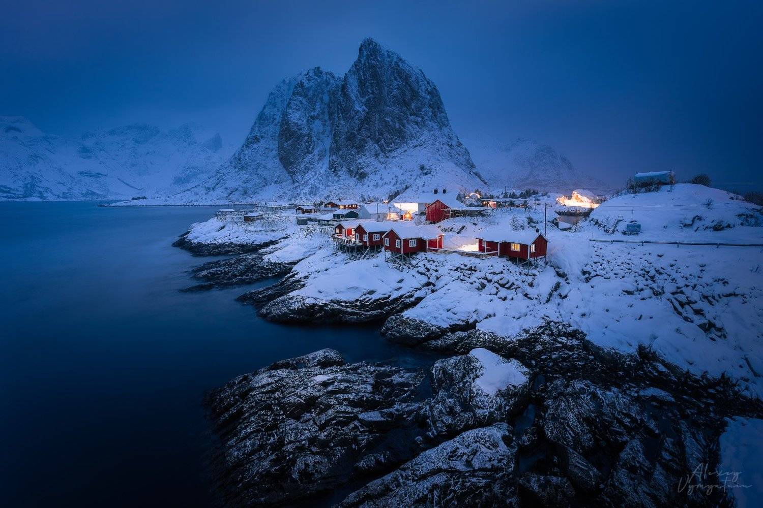 norway, lofoten, norge, norvegian, hamnoy, winter, landscape, outdoor, morning, blue hour, Алексей Вымятнин
