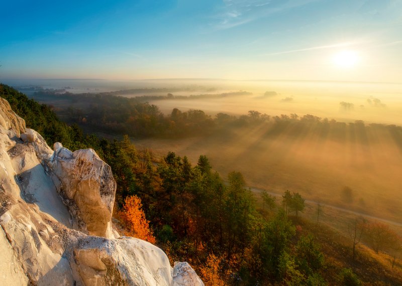 осеннее утро, крапивенское городище, рассвет, туман, пейзаж, природа, утро Осеннее утро фото превью
