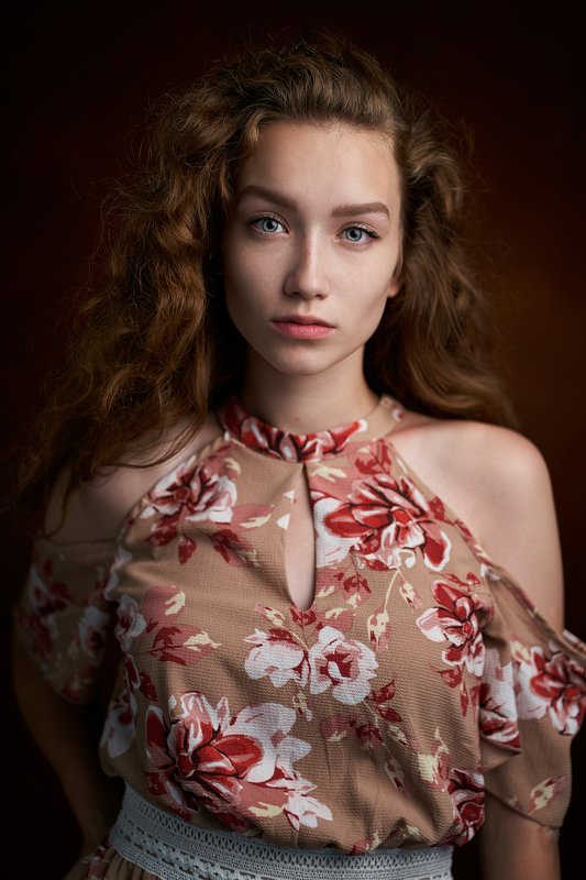 portrait, girl, lowkey, black, beautiful, pretty, eyes, lips, redhead, freckles, ginger, рыжая, портрет, девушка Катя фото превью