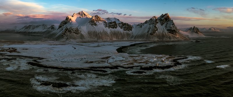 аэрофотосъёмка,пейзаж,iceland Stokksnes фото превью