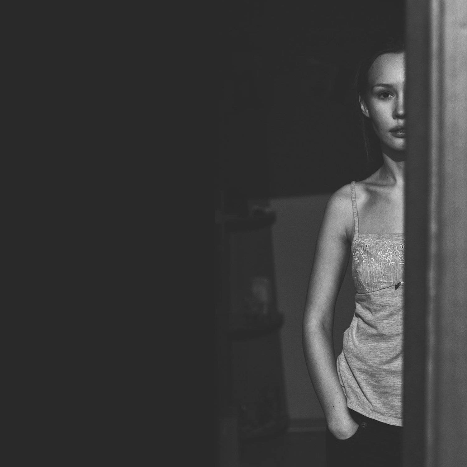 girl, monochrom, portreit,, Виктор Скоробогатов