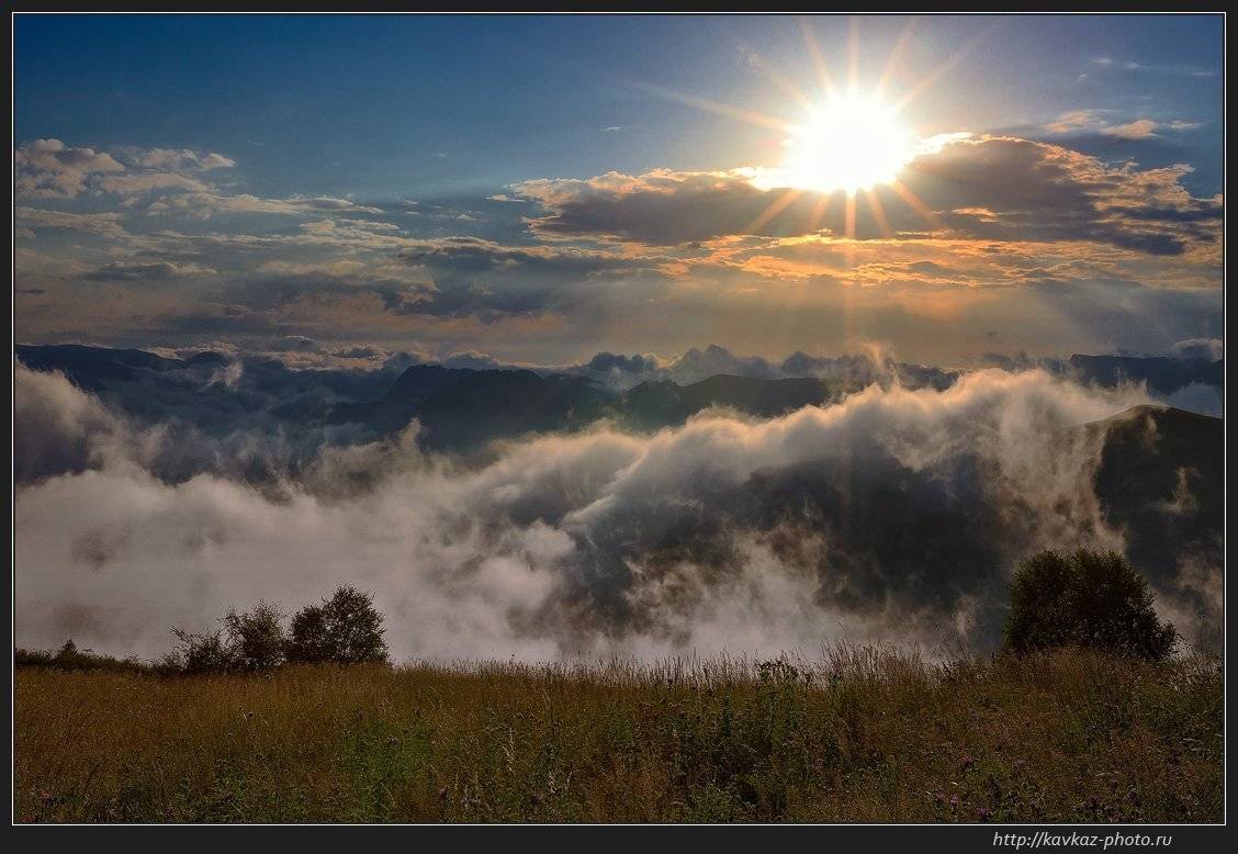 кавказ, горы, облака, закат, Николай Стюбко