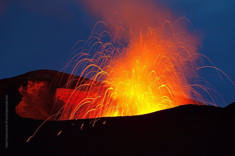 извержение, толбачик,  камчатка Фейерверк фото превью