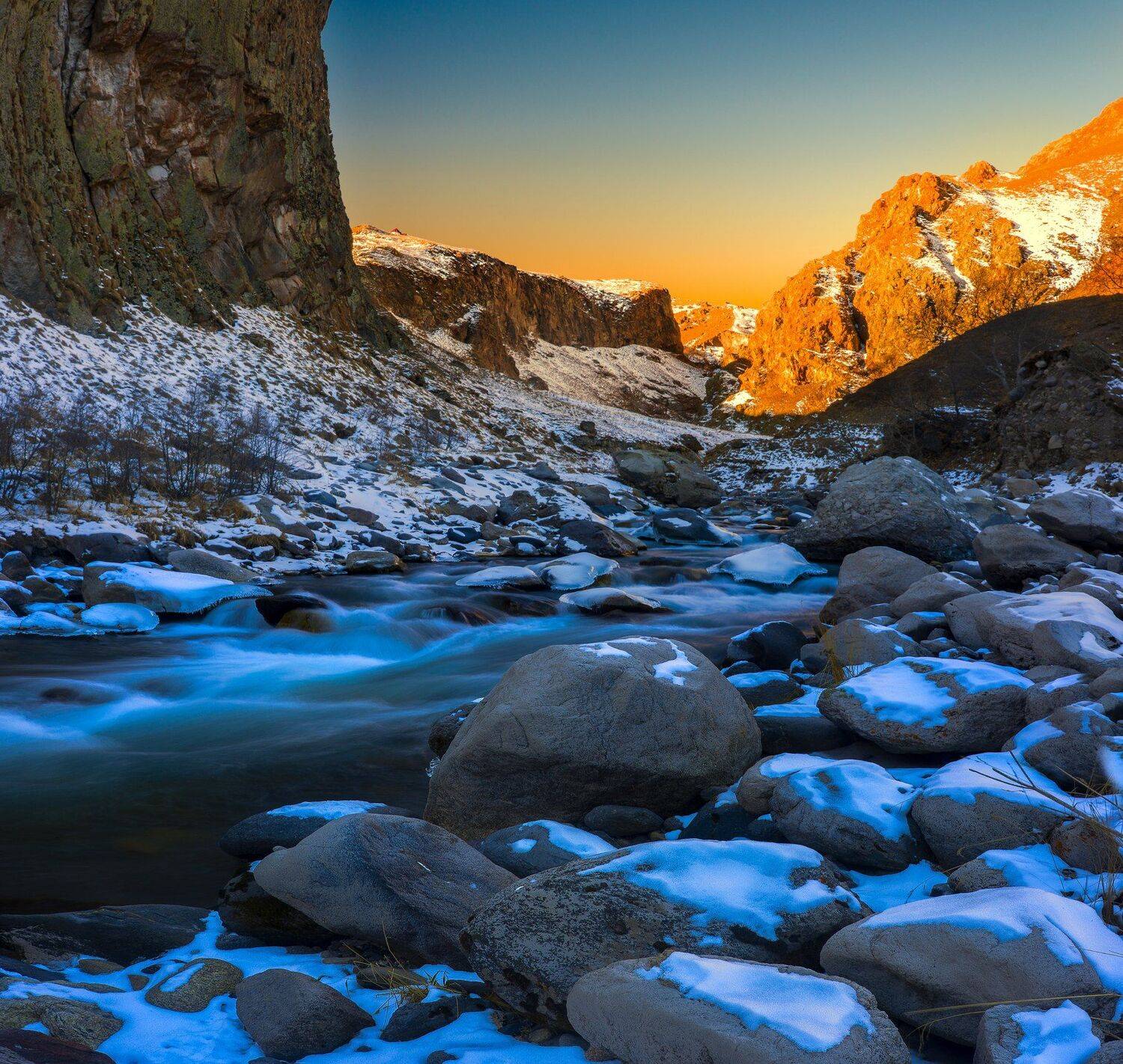 горы,река,снег,джилысу,кбр,природа,пейзаж, Елена Брежицкая