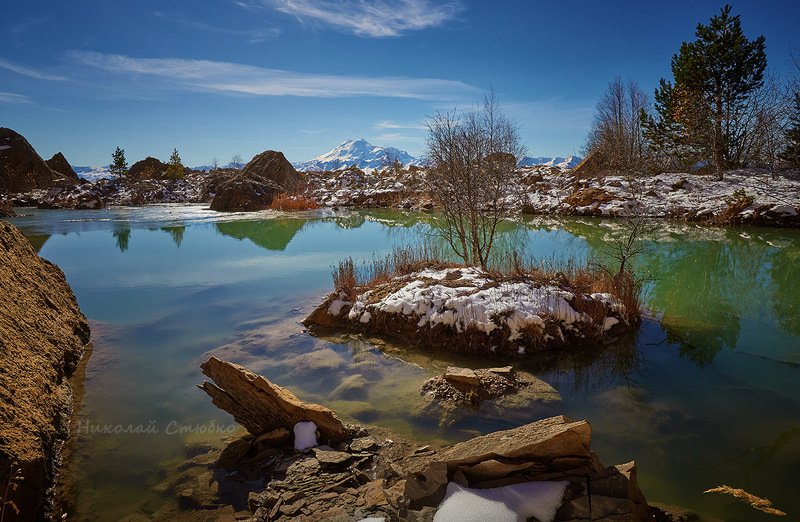 кавказ, горы, озеро Островок фото превью