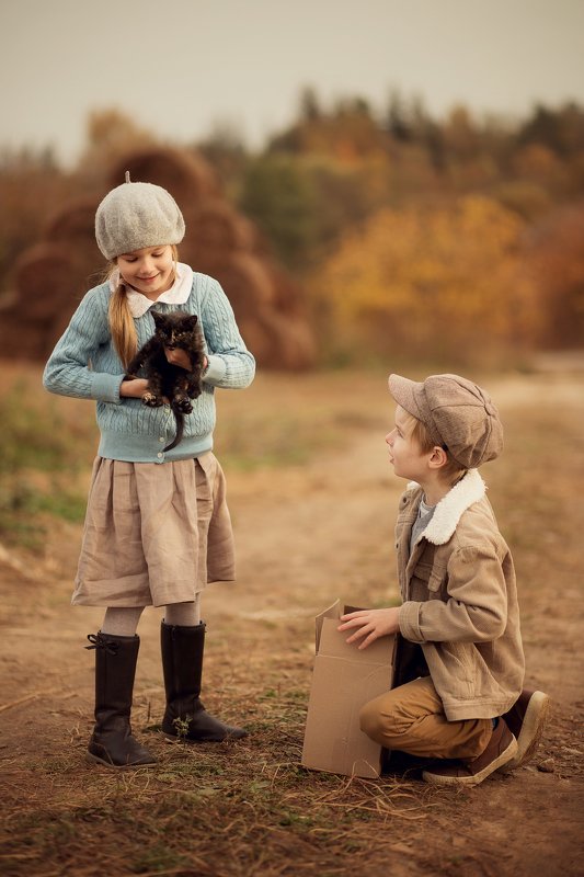 детская фотография, фото с животными Котенок фото превью