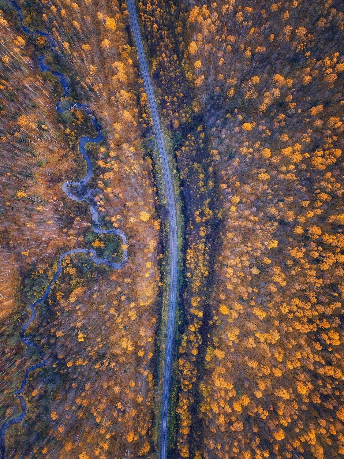 железная дорога, пермский край, осень, пейзаж, ржд, рассольная, россия, урал, графика, пейзаж, река, Кирилл Кузнецов
